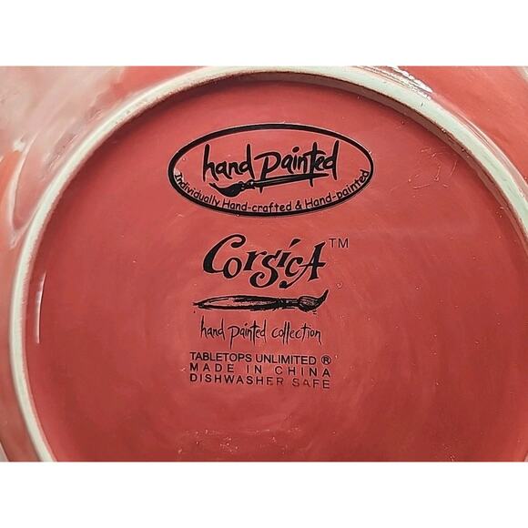 Corsica Home Hand Painted Hand Crafted Large 11 1/4" Red Dinner Serving Plate - Picture 4 of 7